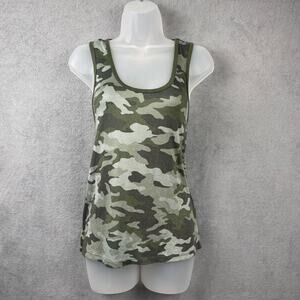 Lucky Brand Womens Green Camo Tank Top SZ M Stretchy Soft Grunge Y2K Streetwear